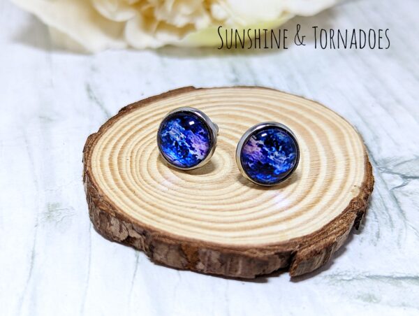 10mm Glass Cabochon Stud Earrings – Cosmic Storm - product image 3