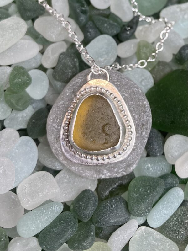 Sterling silver and seaglass pendant necklace - main product image