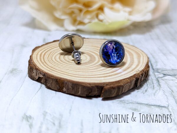 10mm Glass Cabochon Stud Earrings – Cosmic Storm - product image 4
