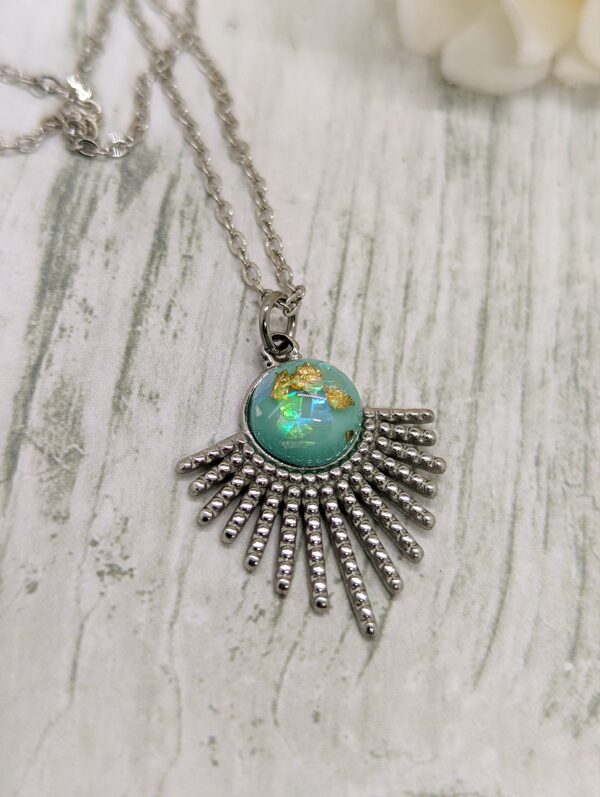 Blue Foiled Resin Sunburst Pendant - product image 2