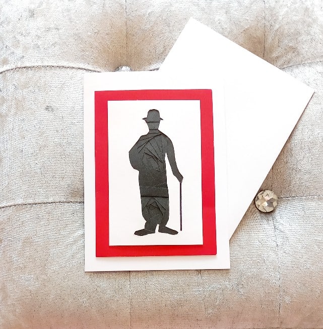 Handmade Charlie chaplin blank greetings card. - main product image