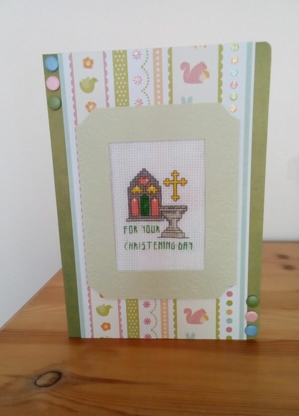 Christening Day Card, Cross Stitch, Green - product image 2