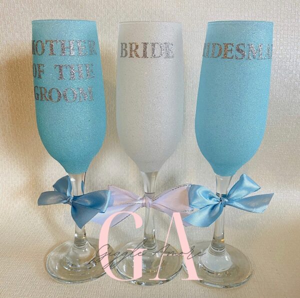 Set of 3 Personalised Wedding Glitter Glasses - main product image