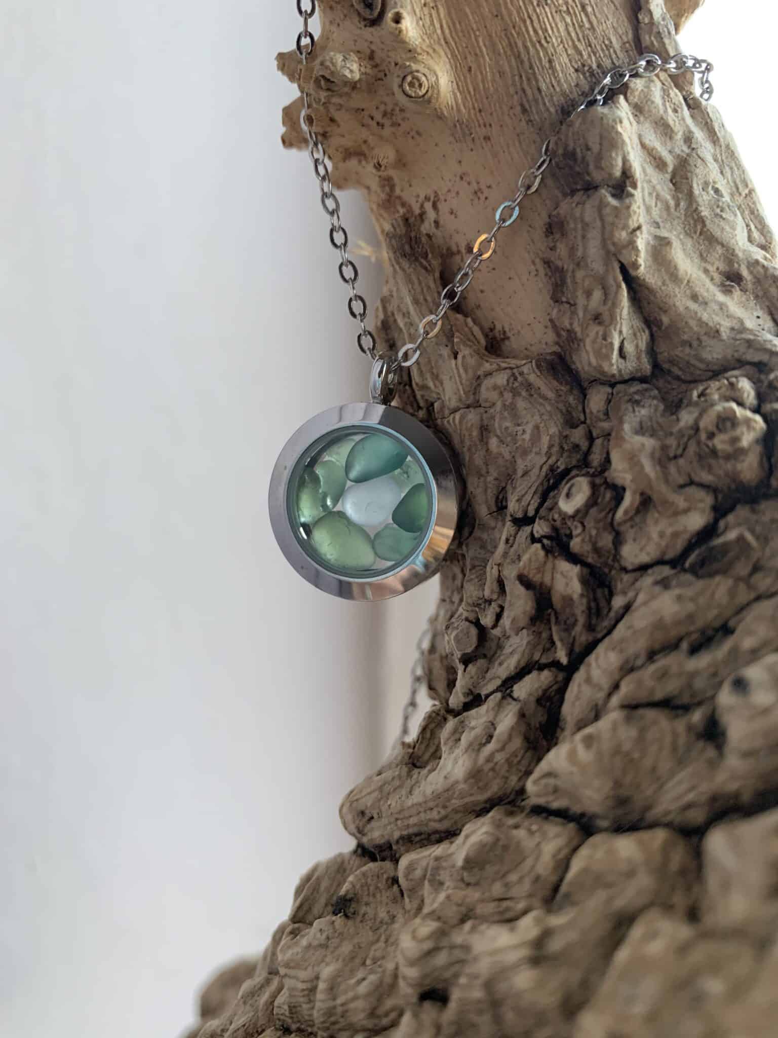 Sea glass floating pendant - main product image