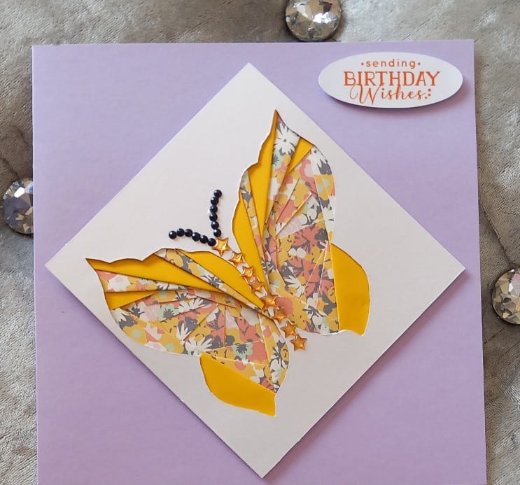 Beautiful Handmade yellow Butterfly card. - main product image