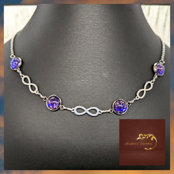 Purple Foiled Resin Infinity Necklace - main product image