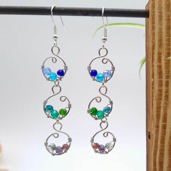 Handcrafted Multi Colour Dangle Earrings Gift for Her, Gift for Anniversary, Wedding Earrings - product image 3