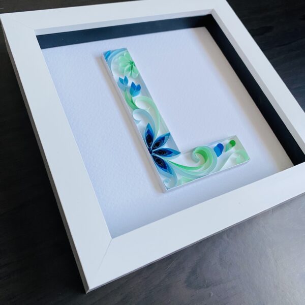 Quilled Letter in white box frame - product image 2