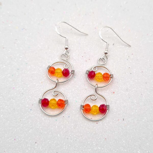 Silver Dangle Earrings With Red, Orange, Yellow Beads. Gift for her, Anniversary, Birthday - product image 4