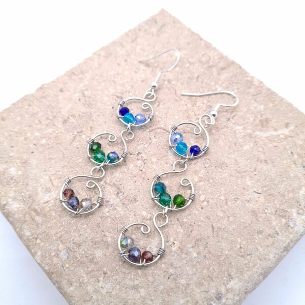 Handcrafted Multi Colour Dangle Earrings Gift for Her, Gift for Anniversary, Wedding Earrings - product image 5