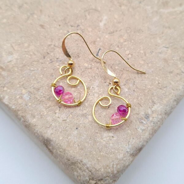 Handcrafted Dangle Earrings Gold and Pink earrings, Gift for Her, Anniversary, Wedding - product image 4