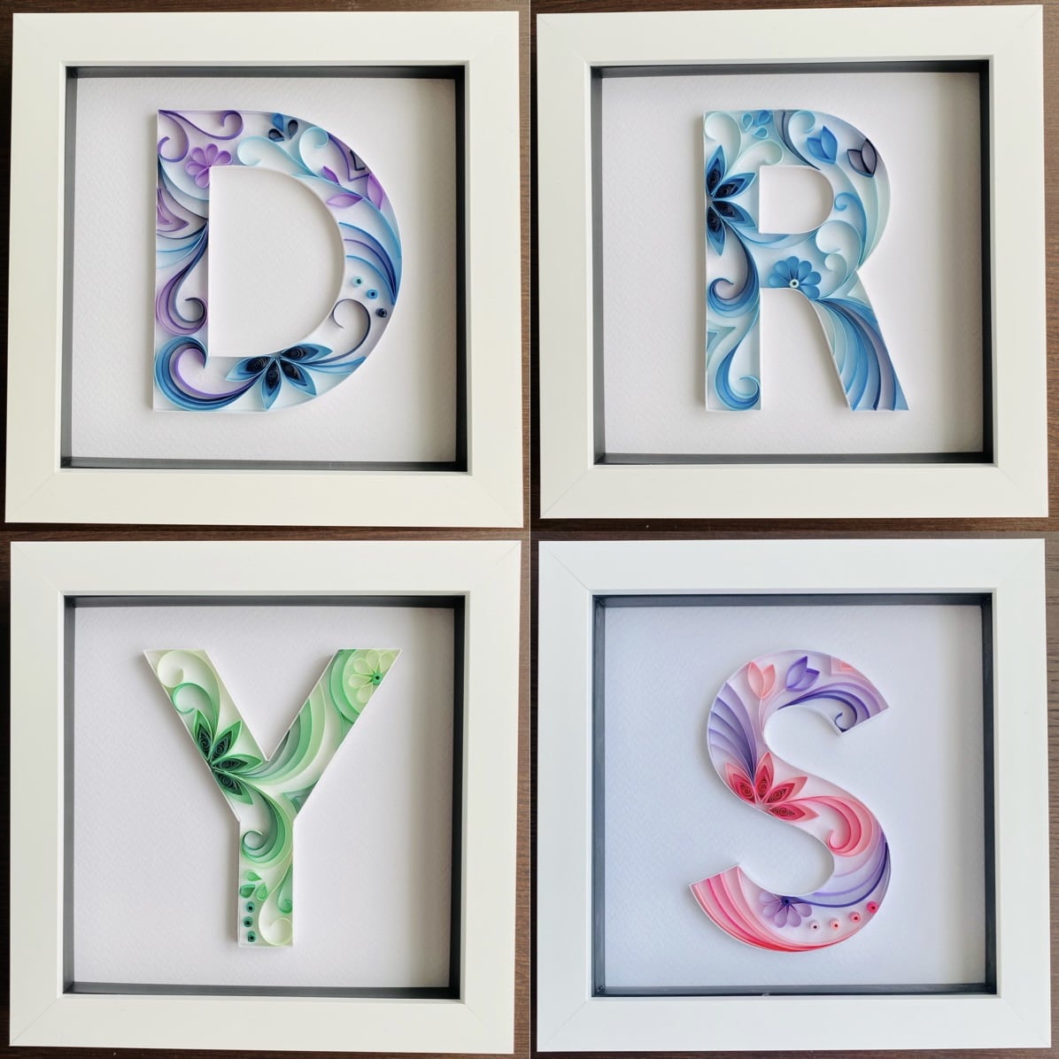 Quilled Letter in white box frame - main product image