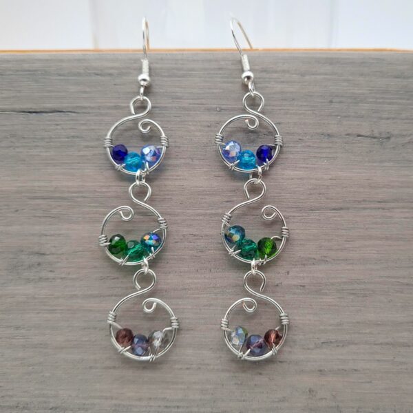 Handcrafted Multi Colour Dangle Earrings Gift for Her, Gift for Anniversary, Wedding Earrings - main product image