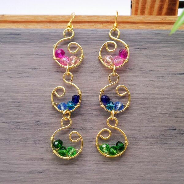 Handcrafted Multi Colour Dangle Earrings Gift for Her, Gift for Anniversary, Wedding Earrings - product image 2