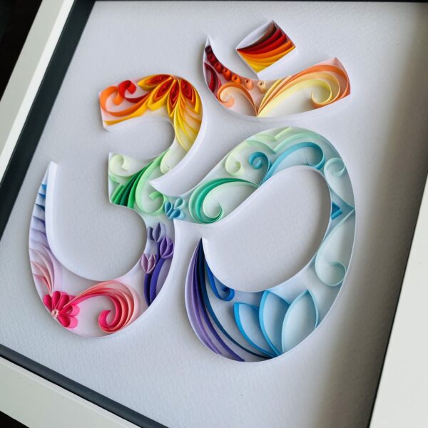 Quilled Rainbow Aum (Om) in box frame – can be personalised perfect Hindu Diwali gift - product image 2
