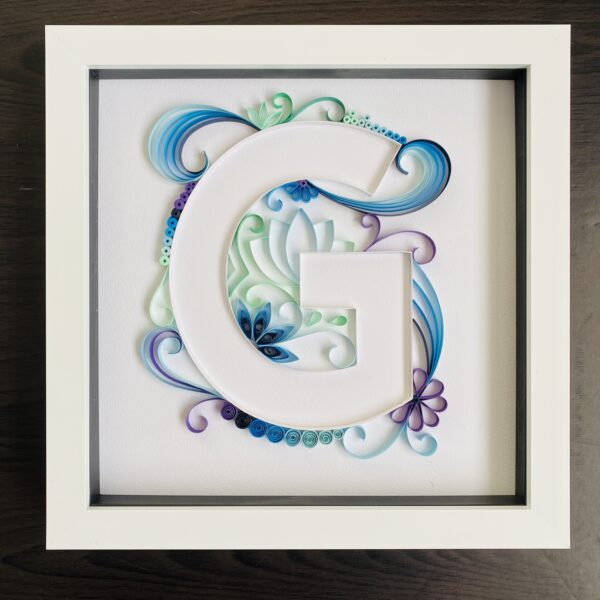 Blue Edged Quilling Art Letter Box Frame- great nursery bedroom wall decor - product image 3