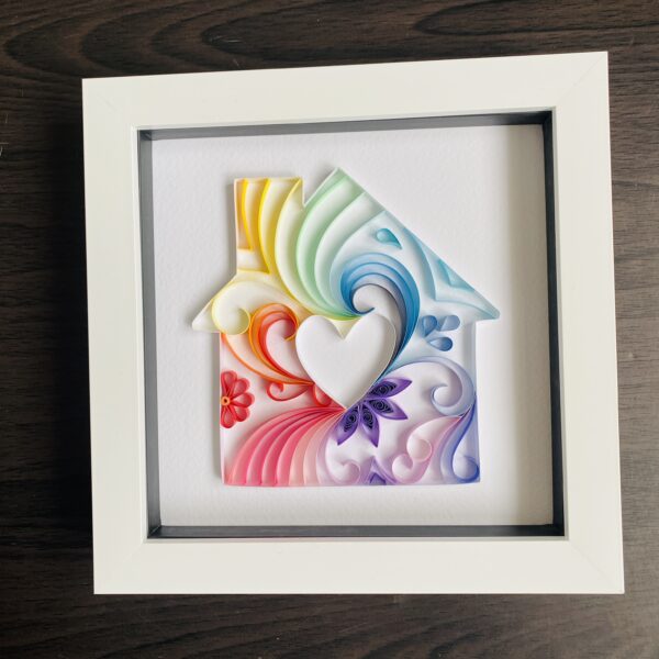 Rainbow House Quilling Art – House warming gift – New home – First home - main product image