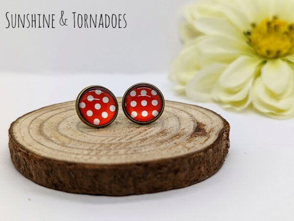 Red Polka Dot Stud Earrings - product image 2