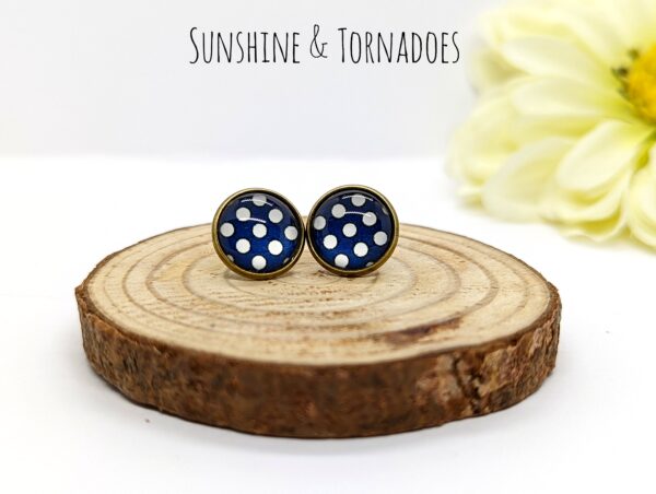 Navy Polka Dot Stud Earrings - product image 2