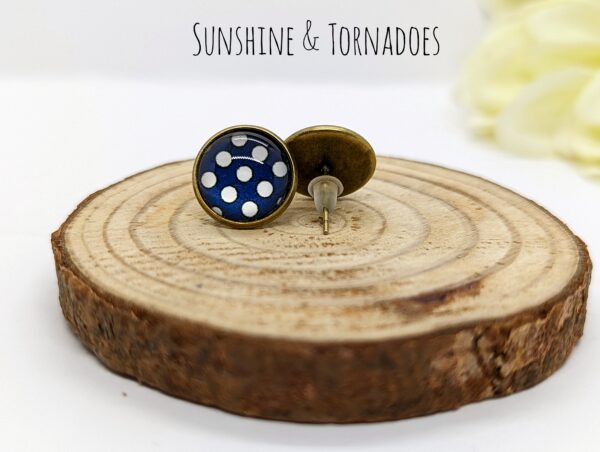 Navy Polka Dot Stud Earrings - product image 3