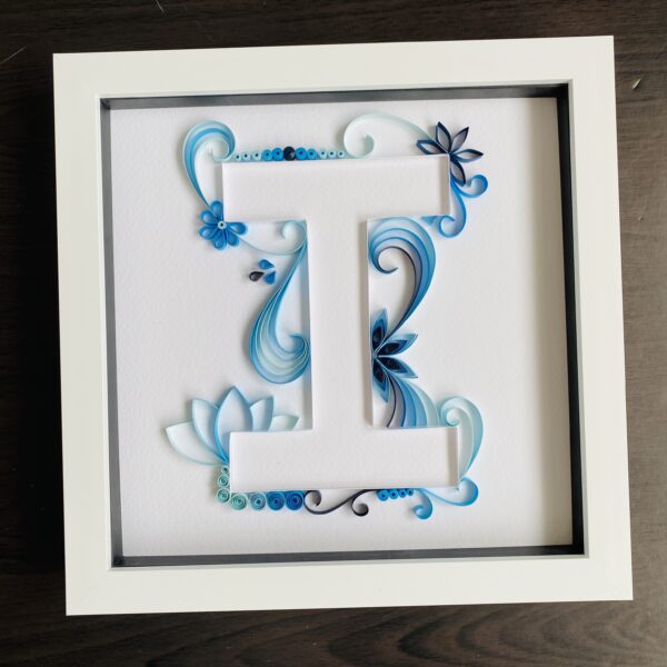 Blue Edged Quilling Art Letter Box Frame- great nursery bedroom wall decor - product image 2