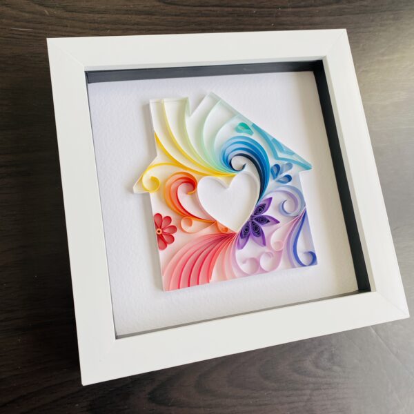 Rainbow House Quilling Art – House warming gift – New home – First home - product image 2