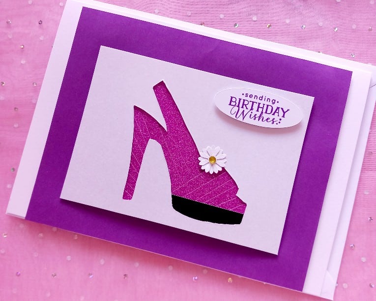 Pink sparkle sandals birthday card . - main product image