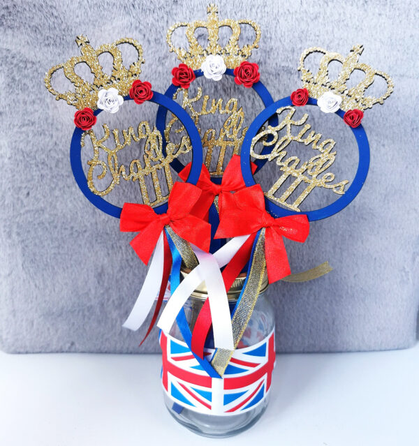 King Charles Coronation Wand Wooden Party Celebration Keepsake Souvenir Union Jack Table Decoration - product image 2