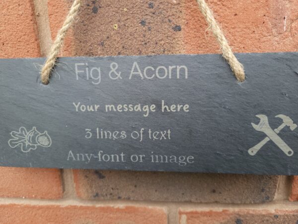 Laser Engraved Hanging Slate Sign- Father’s Day, Gift, Wedding, Birthday, Garden - product image 3