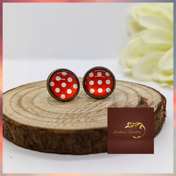 Red Polka Dot Stud Earrings - main product image