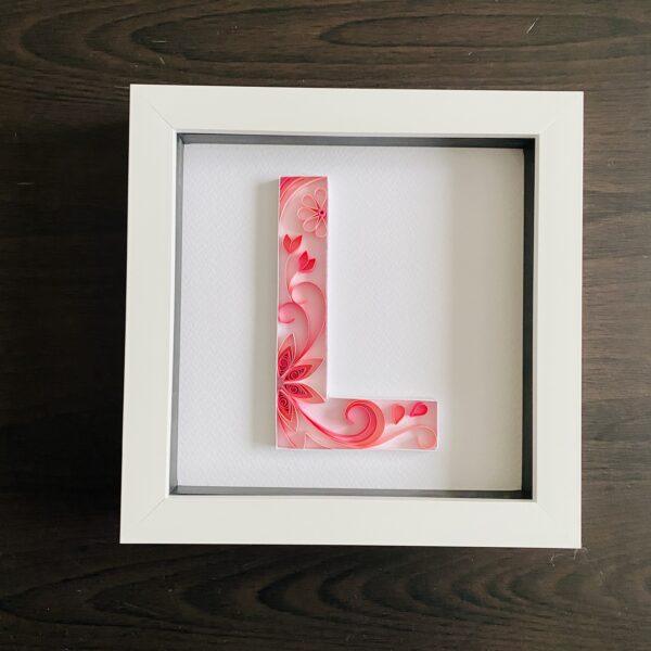 Quilled Letter in white box frame - product image 3