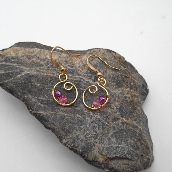 Handcrafted Dangle Earrings Gold and Pink earrings, Gift for Her, Anniversary, Wedding - product image 5