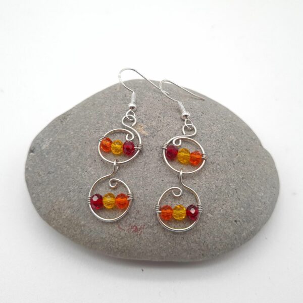 Silver Dangle Earrings With Red, Orange, Yellow Beads. Gift for her, Anniversary, Birthday - product image 5