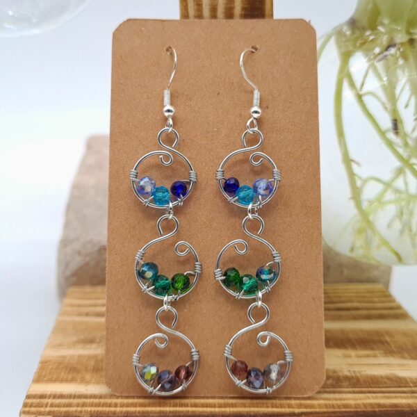 Handcrafted Multi Colour Dangle Earrings Gift for Her, Gift for Anniversary, Wedding Earrings - product image 2