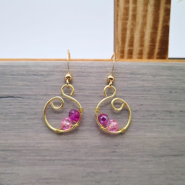 Handcrafted Dangle Earrings Gold and Pink earrings, Gift for Her, Anniversary, Wedding - product image 2