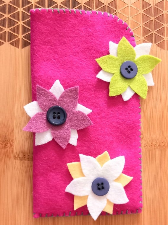 Handsewn Felt flower eyeglasses holder. - main product image