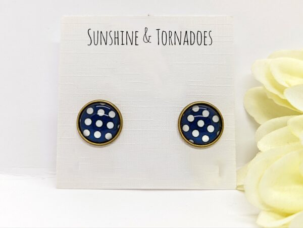 Navy Polka Dot Stud Earrings - product image 4