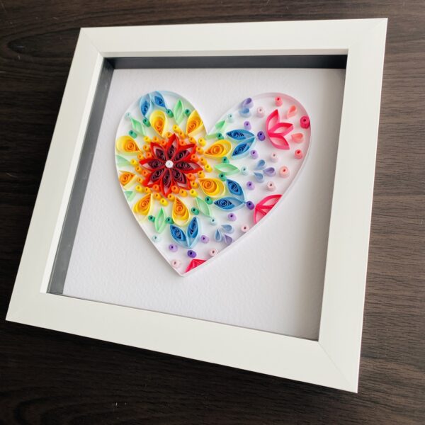 Mandala Rainbow Heart – Unique quilling art, great nursery / bedroom decor - product image 3