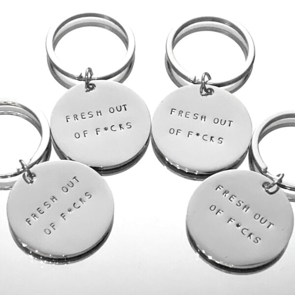 Personalised disc keyring. Hand stamped rude, funny, sweary keychain - product image 3