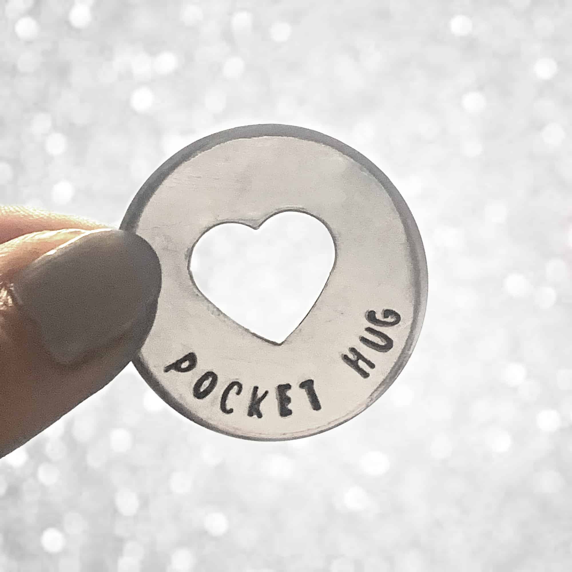 Personalised hug tokens, pocket hugs, coordinates gift. Custom hand stamped keepsake. - main product image