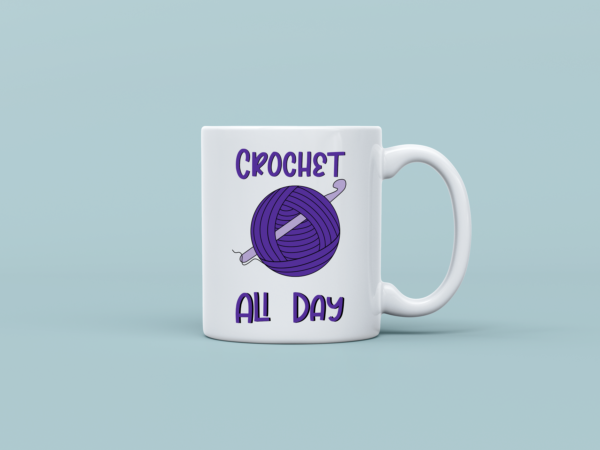 Crochet All Day – Purple – 11oz Mug - main product image