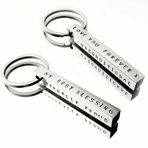 Motivational, thoughtful, inspirational gift ideas. Personalised, hand stamped 3D bar keyring - product image 5