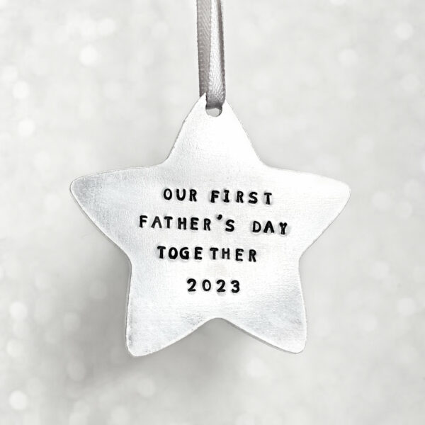 Personalised Christmas Star. Handstamped tree decoration, memorial star, baby’s first Christmas - product image 4