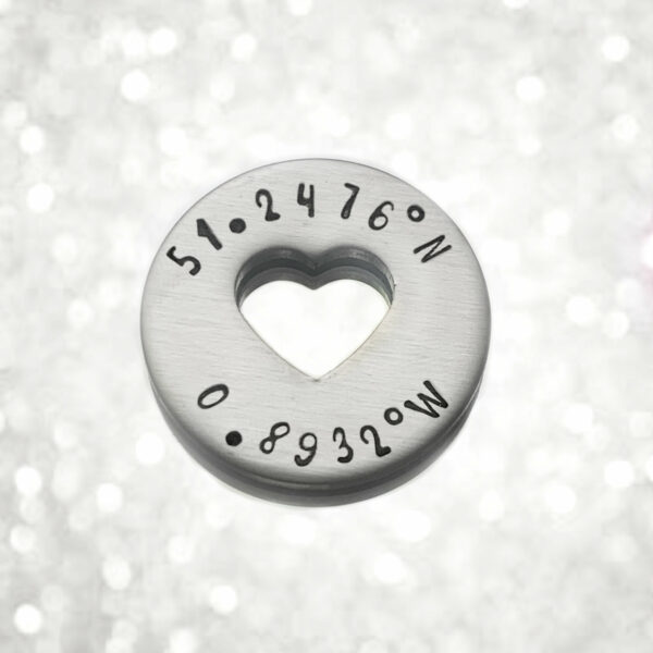 Personalised hug tokens, pocket hugs, coordinates gift. Custom hand stamped keepsake. - product image 2