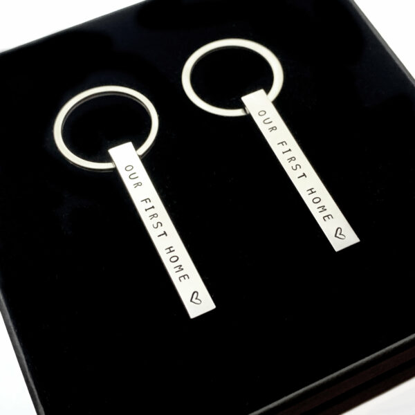 New home gift, house warming present. Personalised hand stamped 3D bar keyring - product image 3