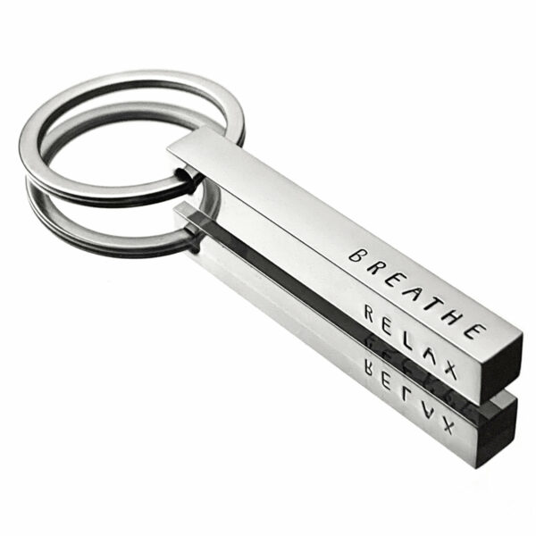 Motivational, thoughtful, inspirational gift ideas. Personalised, hand stamped 3D bar keyring - product image 2