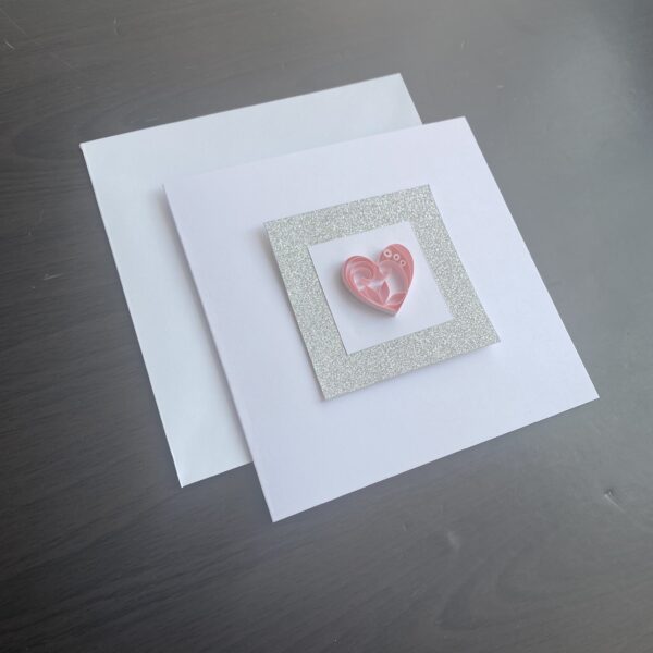 Pink heart quilled card - product image 2