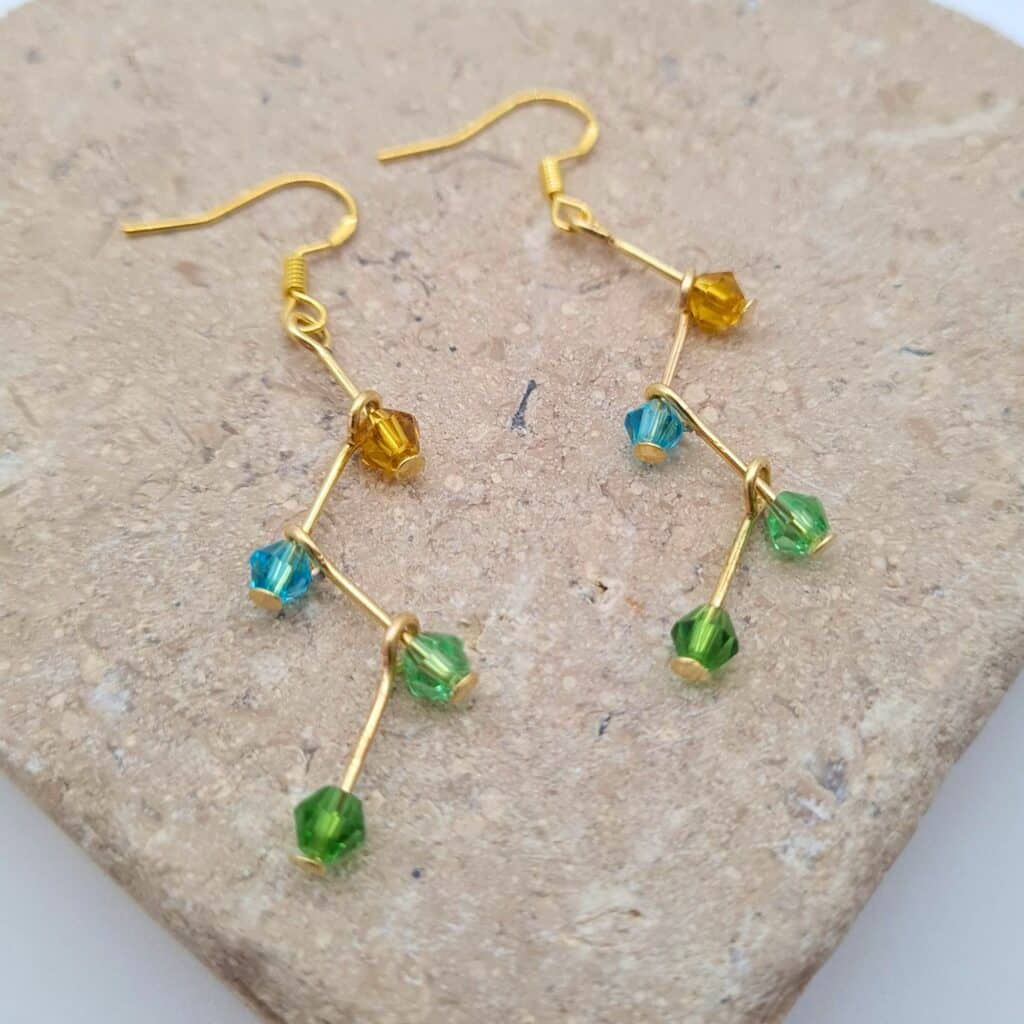 Handcrafted Multi Colour Dangle Earrings Gift for Her Anniversary Wedding Dainty Delicate Earrings