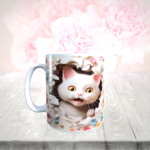 White Cute Cat Kitten Ceramic Coffee Tea Mug 11oz – Gift for cat lovers !