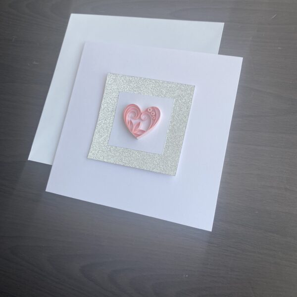 Pink heart quilled card - product image 3